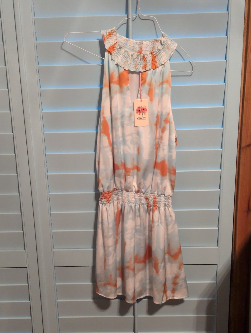 entro White Sundress with Peach Tie-Dye Detail